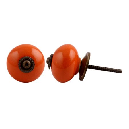 Orange Round Antique Fitting Ceramic Knob